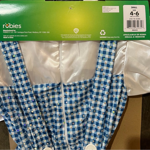 Dorothy Child Costume Wizard of Oz Kids Small 
Girls Rubies Halloween Costume - Picture 4 of 12